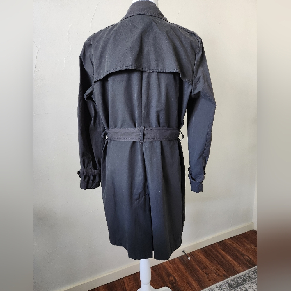 Classic Women's Double-Breasted Trench Coat - Charcoal - Picture 2 of 8